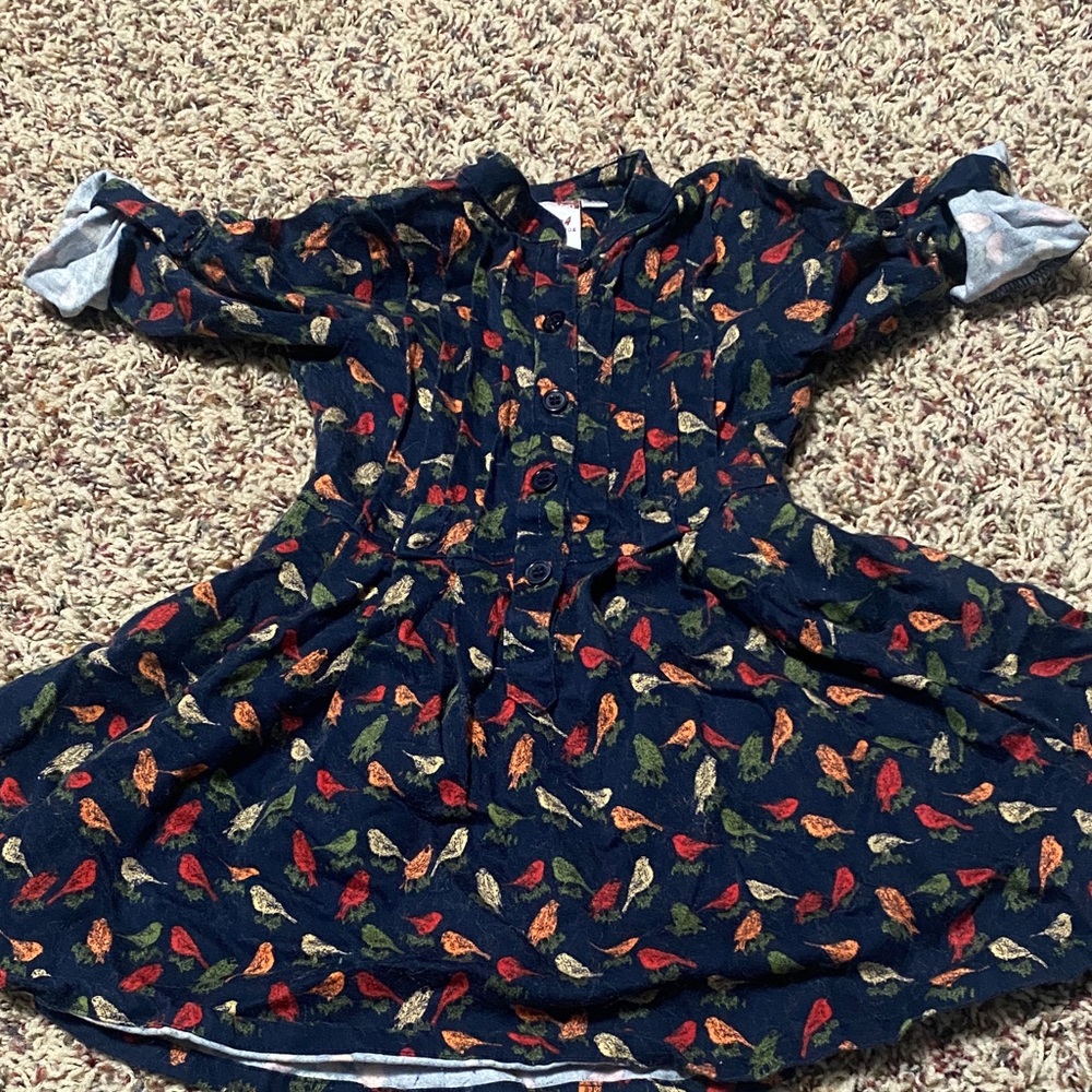 Adorable bird print 1984, kids three years old dress